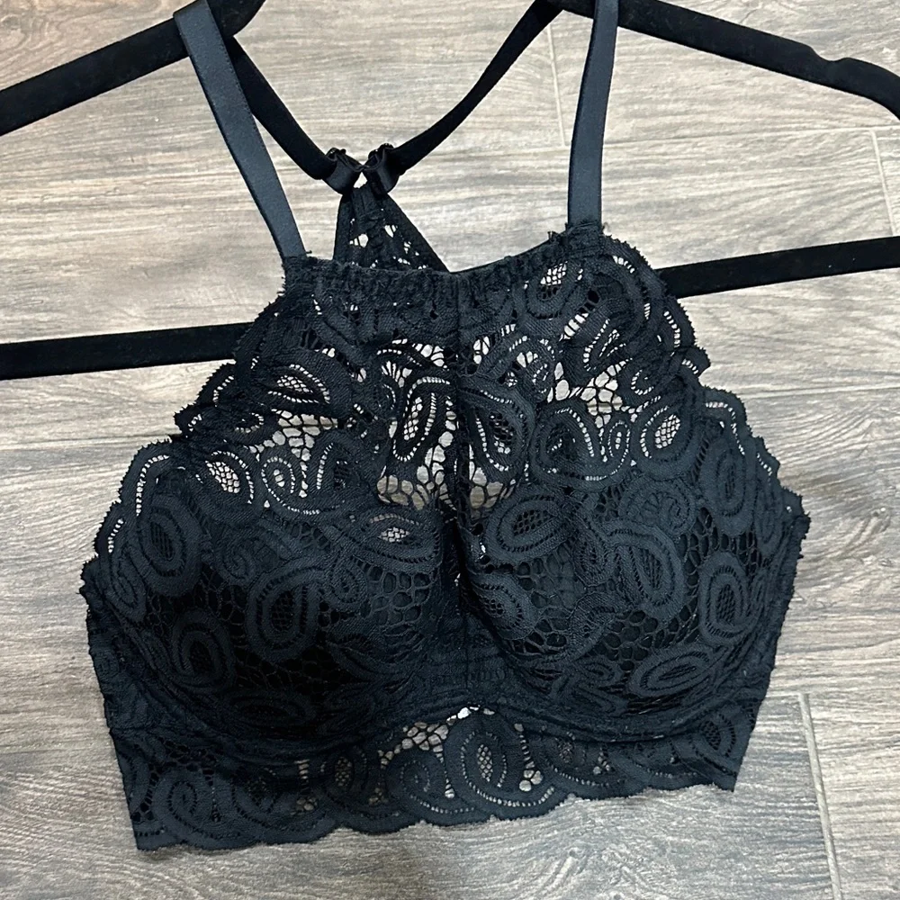 PINK Victoria's Secret Black Lace Bralette with Racerback